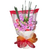 鲜花:19支紫色玫瑰白色橘梗绿色包装