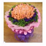 鲜花:粉玫瑰12枝，手揉纸单面包装