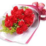 鲜花:红色郁金香57枝，叶上花，绿叶搭配，高档包装（此花预定前请先咨询客服）