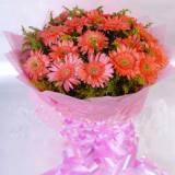 鲜花:99朵红玫瑰，满天星围绕，内衬粉色卷边纸，外用白色网纱圆形包装，粉色蝴蝶结束扎