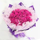 鲜花:桌花：紫色洋桔梗加香槟玫瑰组合，60-80cm（此花需预定，并限各大城市订购）