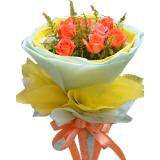 鲜花:粉康100枝，幸福草外围，卷边纸高档包装