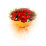 鲜花:红色扶朗花19支，手揉纸圆开包装