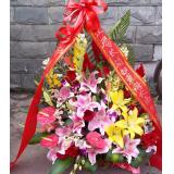 鲜花:红色玫瑰11枝,绿叶点缀,精美手柔纸包装,紫色丝带花装饰