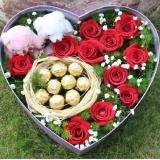 红玫瑰:黄菊，扶朗，小金白，玫瑰，百合，红掌等多种花材组合成1.7米左右多层花架